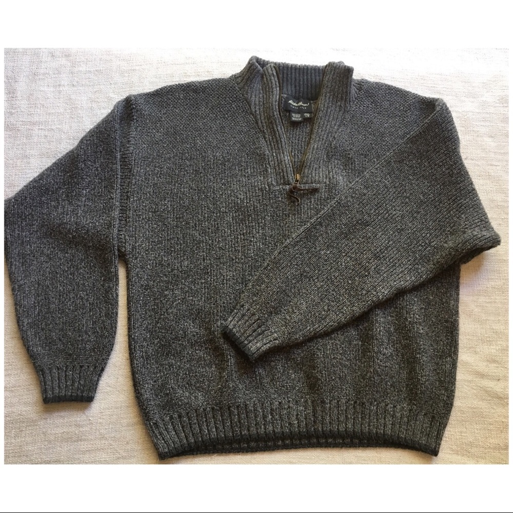 Eddie Bauer men’s pullover sweater neck zipper LG